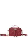 Fendi Mini Double-zip Embellished Bag With Leather Pull In Rosso