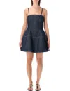 Fendi Ff Denim Dress Fitted Bodice Straps In Multi