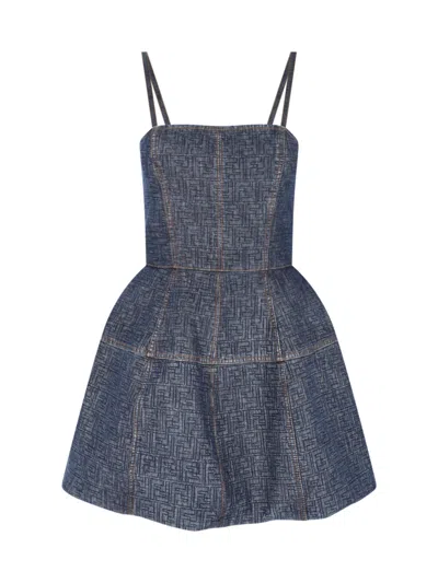 Fendi Mini Dress "ff" In Blue