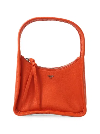 Pre-owned Fendi Mini Fendessence Leather Tote Bag In Orange