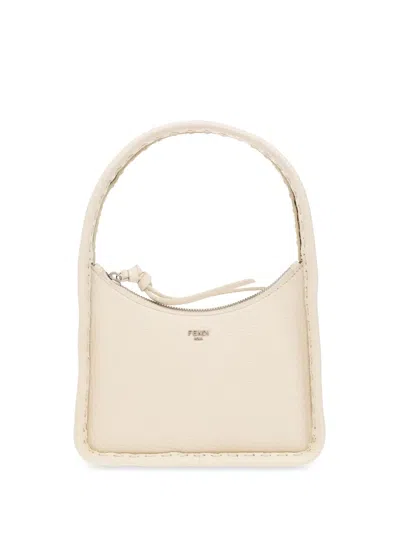 Fendi Mini Fendessence Logo Plaque Tote Bag In White