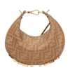 Fendi Mini Graph Crescent Bag In Brown