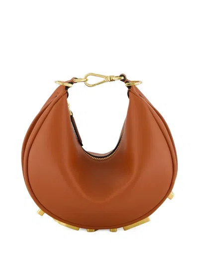 Fendi Mini Graph Leather Cross Body Bag In Brown