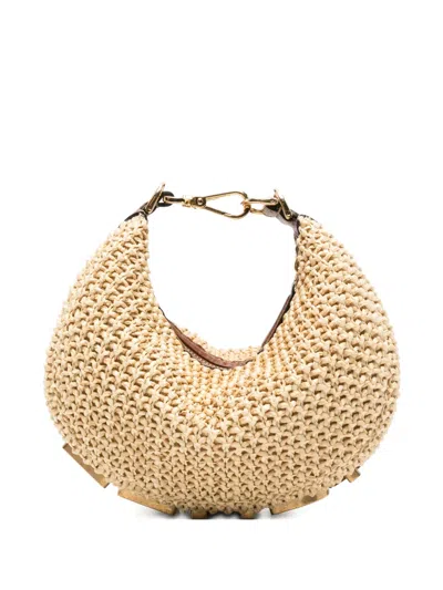 Fendi Mini Graph Raffia Tote Bag In Neutral