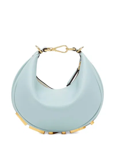 Fendi Mini Graphy Leather Tote Bag In Blue