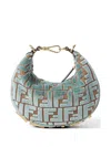 Fendi Graphy Mini Hobo In Ff Jacquard Velvet Bags In Green