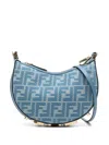 Fendi Mini Bag With Denim-effect Ff Jacquard In Blue