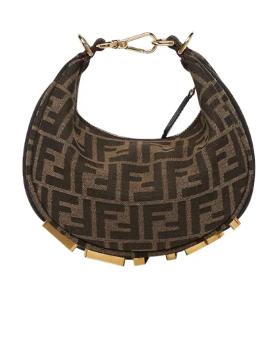 Fendi Mini Graphy Shoulder Bag In Brown
