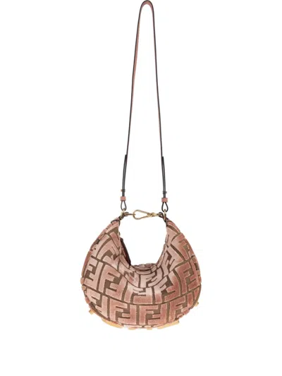 Fendi Graphy Ff Velvet Mini Bag In Pink