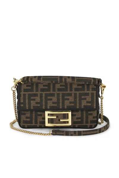 Pre-owned Fendi Mini Ff 1974 Baguette Shoulder Bag In Brown