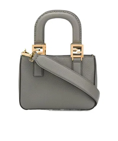 Fendi Mini Ff Motif Tote In Grey