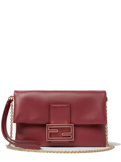 Fendi Mini Flap Bag With Signature Clasp And Versatile Carry Options In Red