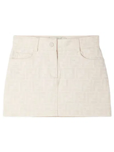 Fendi Kids' Mini Gonna Ff In Cotone In Brown