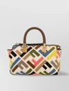 Fendi Mini Handbag Geometric Pattern Top Handle Gold-tone Hardware