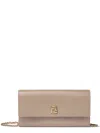 Fendi Ff Continental With Chain Dove Grey Leather Wallet In Grigio