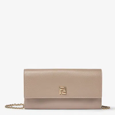 Fendi Mini Leather Flap Wallet Crossbody, 10.5 Cm In Grigio
