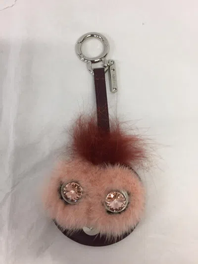 Fendi Mini Leather Keyring With Mink Fur Insert In Pink