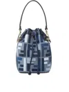 Fendi Borsa A Secchiello Mon Tresor In Tela Ricamata Donna In Blue