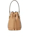 Fendi Women Camel Leather Mon Tresor Bucket Bag In Brown