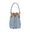 Fendi Drawstring Cross Body Bucket Bag In Blue