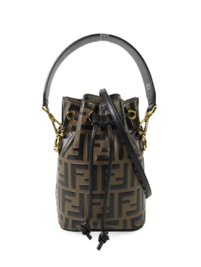 Pre-owned Fendi Mini Mon Tresor Bucket Bag In Brown