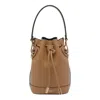 Fendi Women Camel Leather Mon Tresor Bucket Bag In Neutral