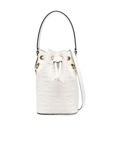 Fendi Mini Mon Tresor Bucket Bag In White