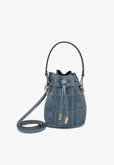 Fendi Mini Mon Tresor Canvas Bucket Bag In Blue