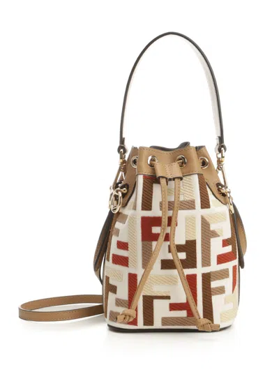 Fendi Mini Mon Tresor Canvas Ricamo Handbags Multicolor