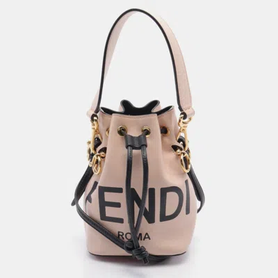 Pre-owned Fendi Mini Mon Tresor Handbag Leather Pink Black 2way