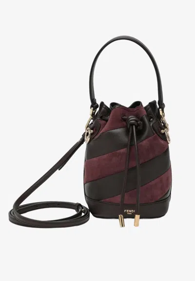 Fendi Mini Mon Tresor Leather And Suede Bucket Bag In Multi