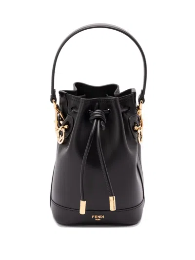Fendi Mini Mon Tresor Leather Bucket Bag In Black