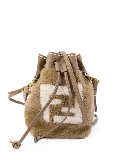 Pre-owned Fendi Mini Mon Tresor Logo-detail Bucket Bag In Brown