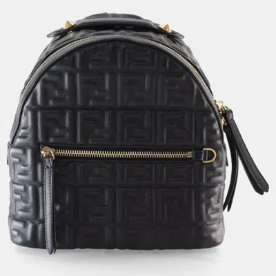 Pre-owned Fendi Mini Nappa Ff Embossed Backpack In Black
