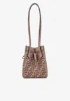 Fendi Women Origami Mini Leather And Denim-effect Ff Jacquard Transformable Mini-bag In Gold