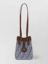Fendi Women Origami Mini Ff Jacquard Fabric And Leather Shoulder Bag