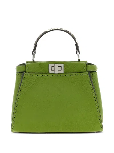 Fendi Mini Peekaboo Handbag In Green