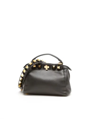 Fendi Mini Peekaboo Handbag In Black