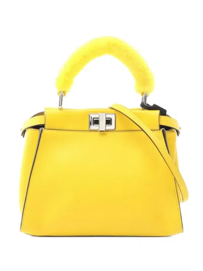 Pre-owned Fendi Mini Peekaboo Handbag In Yellow