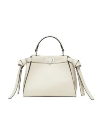 Fendi Mini Peekaboo Leather Bag In White