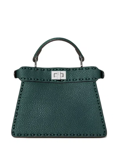 Fendi Mini Peekaboo Stitch Top Handle Tote Bag In Green