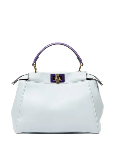 Pre-owned Fendi Mini Peekaboo Tote Bag In Blue