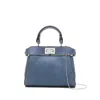Fendi Peekaboo Mini Bag In Blue Denim-effect Leather Women In Blue