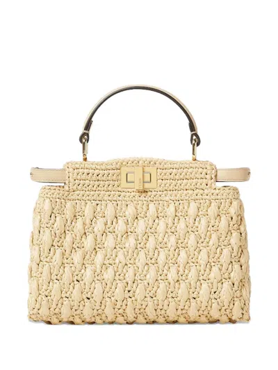 Fendi Mini Peekaboo Tote Bag In Neutral