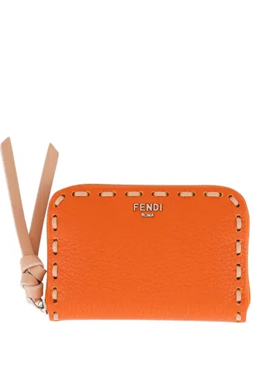 Fendi Mini Peekaboo Wallet In Orange