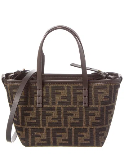 Fendi Mini Roll Ff Jacquard Mini Bag In Brown