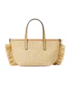 Fendi Borsa A Mano Roll Mini In Rafia Ricamata  Donna In Light Brown
