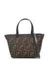 Fendi Roll Mini Bag In Jacquard Ff Taupe Denim Effect Women In Brown