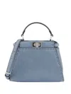 Fendi Mini Selleria Peekaboo Leather Shoulder Bag In Blue