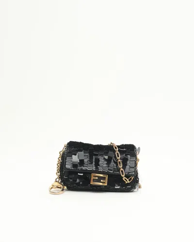 Fendi Mini Sequin Baguette Bag In Black